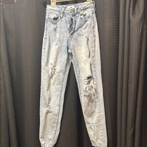 Distressed Gray Women Jeans